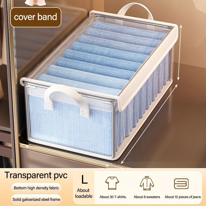 Large Foldable PVC Storage Box with Lid Dustproof Organizer for Clothes and Trousers