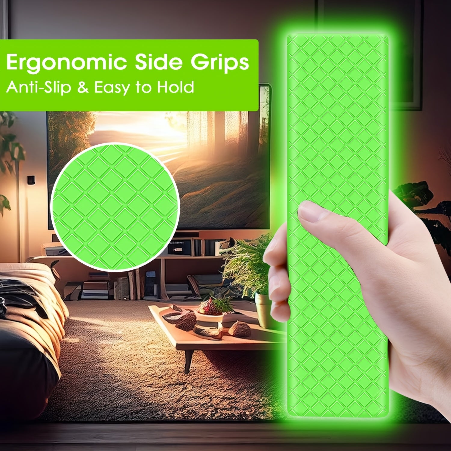 Funda protectora de silicona para mandos a distancia de Smart TV, antideslizante, duradera, verde y negro