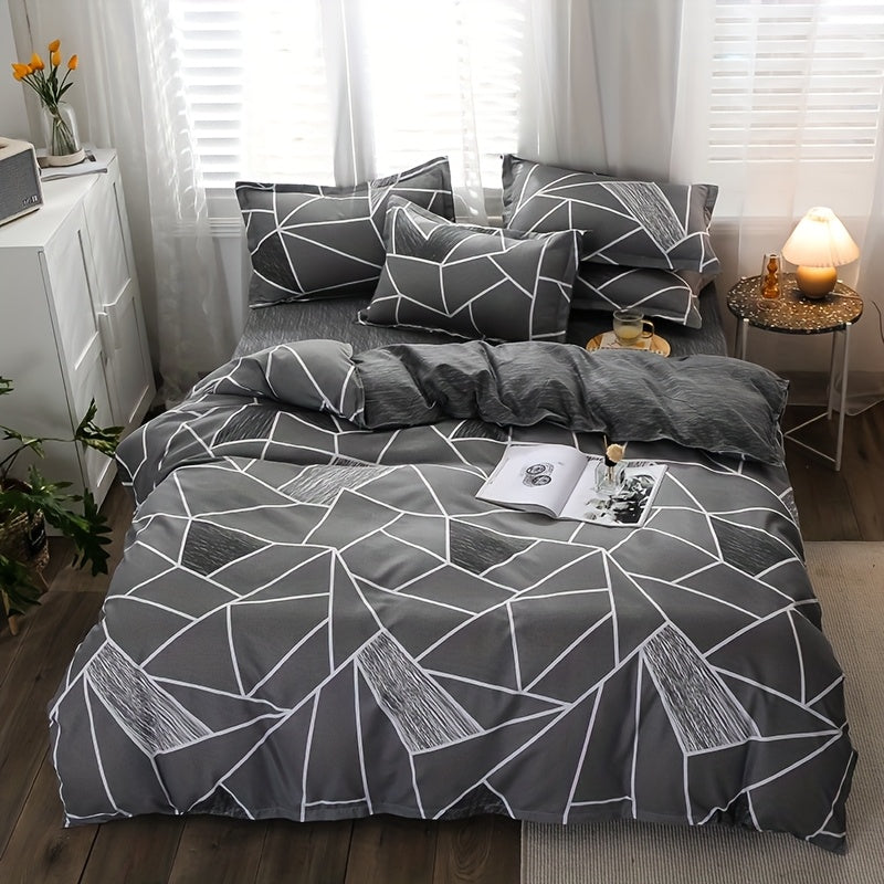 4-Piece Breathable Polyester Bedding Set with Zipper Closure for Bedroom and Living Room