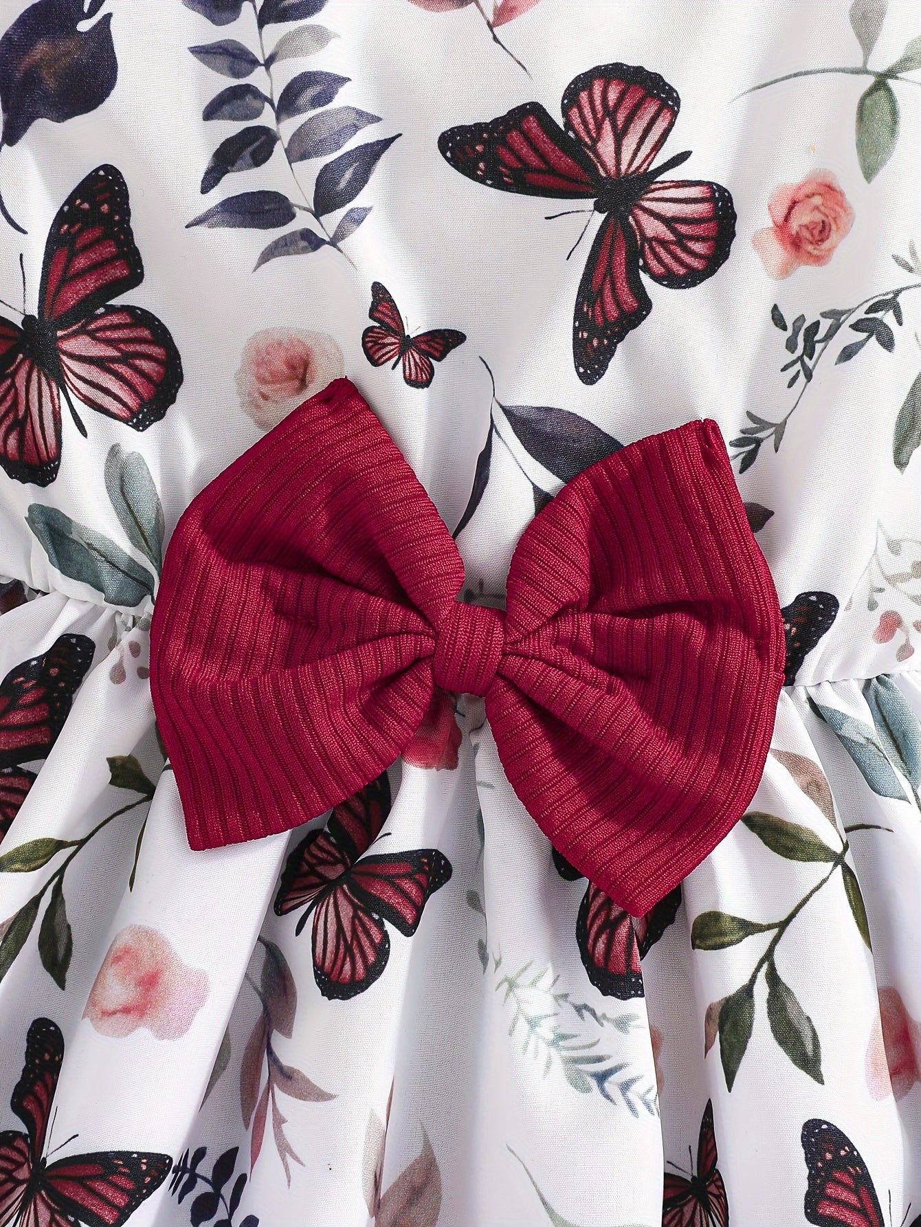 Girls Butterfly Print Casual Dress with Long-Sleeved Jacket for Spring Fall