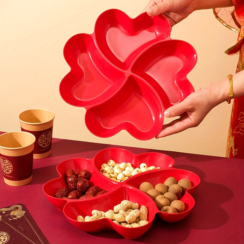Heart-Shaped Plastic Snack Serving Tray for Parties and Events
