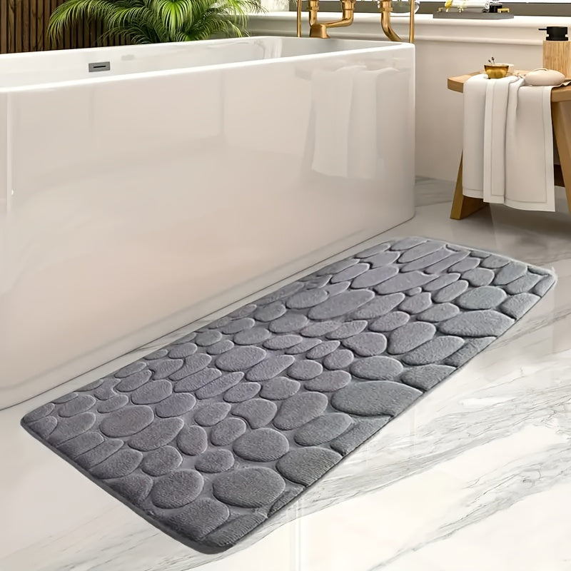 Coral Fleece Memory Foam Bath Mat Non-Slip Absorbent Geometric Design Machine Washable Entryway Rug