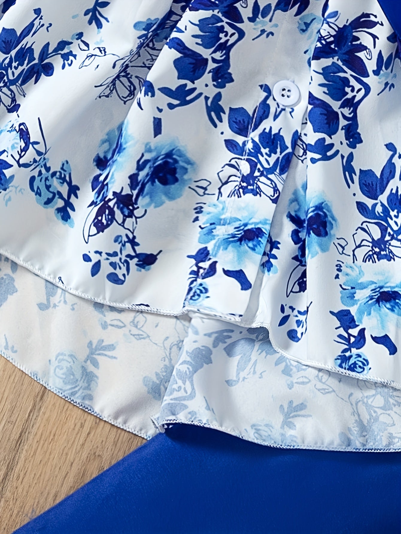 Девочкиный трехкомпонентный комплект с цветочным принтом и пряжкой для пояса, длинные штаны, для весны и осени