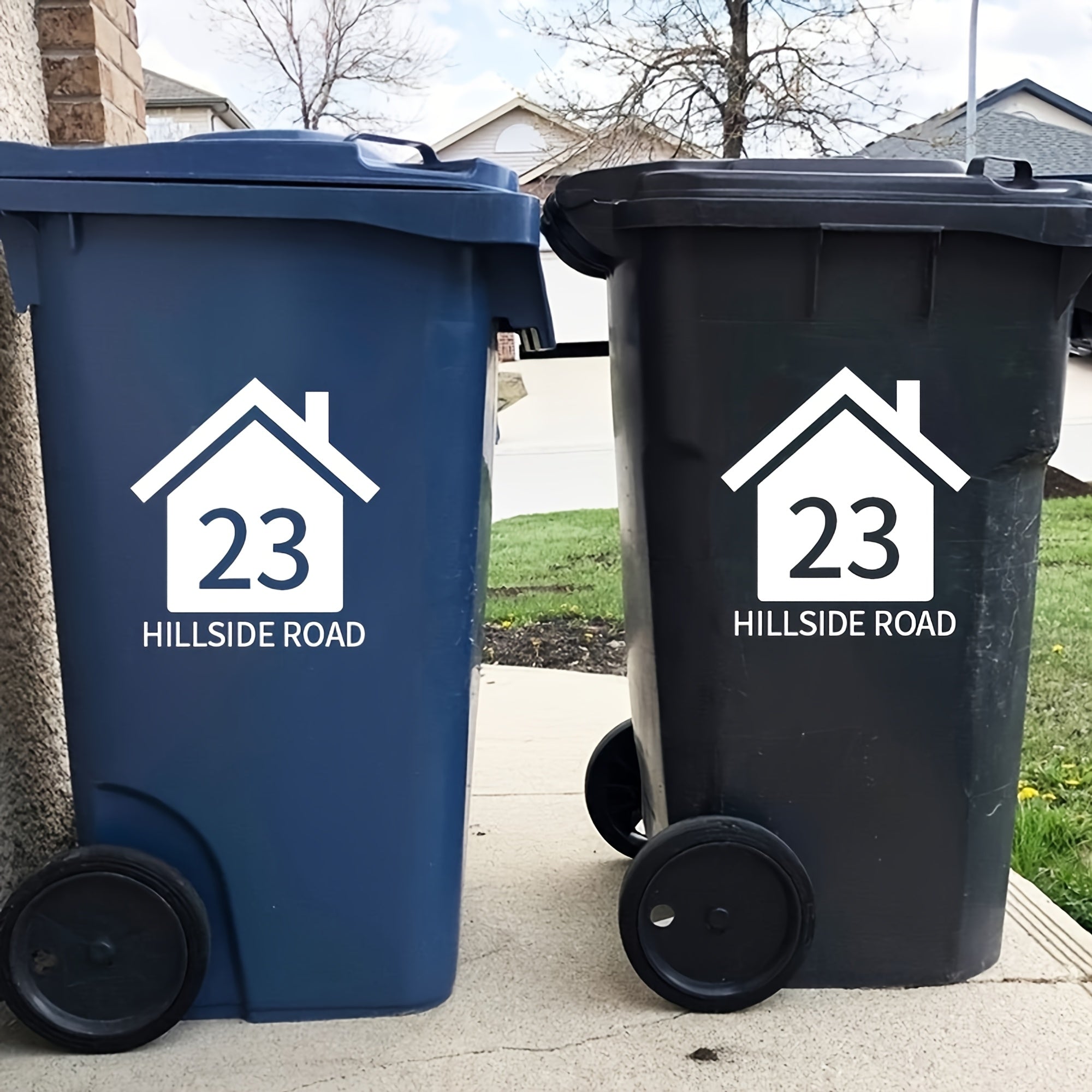 Personalized Custom Vinyl Bin Number Stickers Waterproof House Number and Street Name Decals 1-5 Pieces