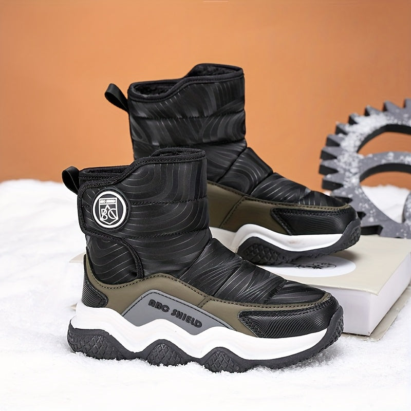 Kids Snow Boots Winter High-Top Non-Slip Fleece Lining Casual Shoes for Boys and Girls