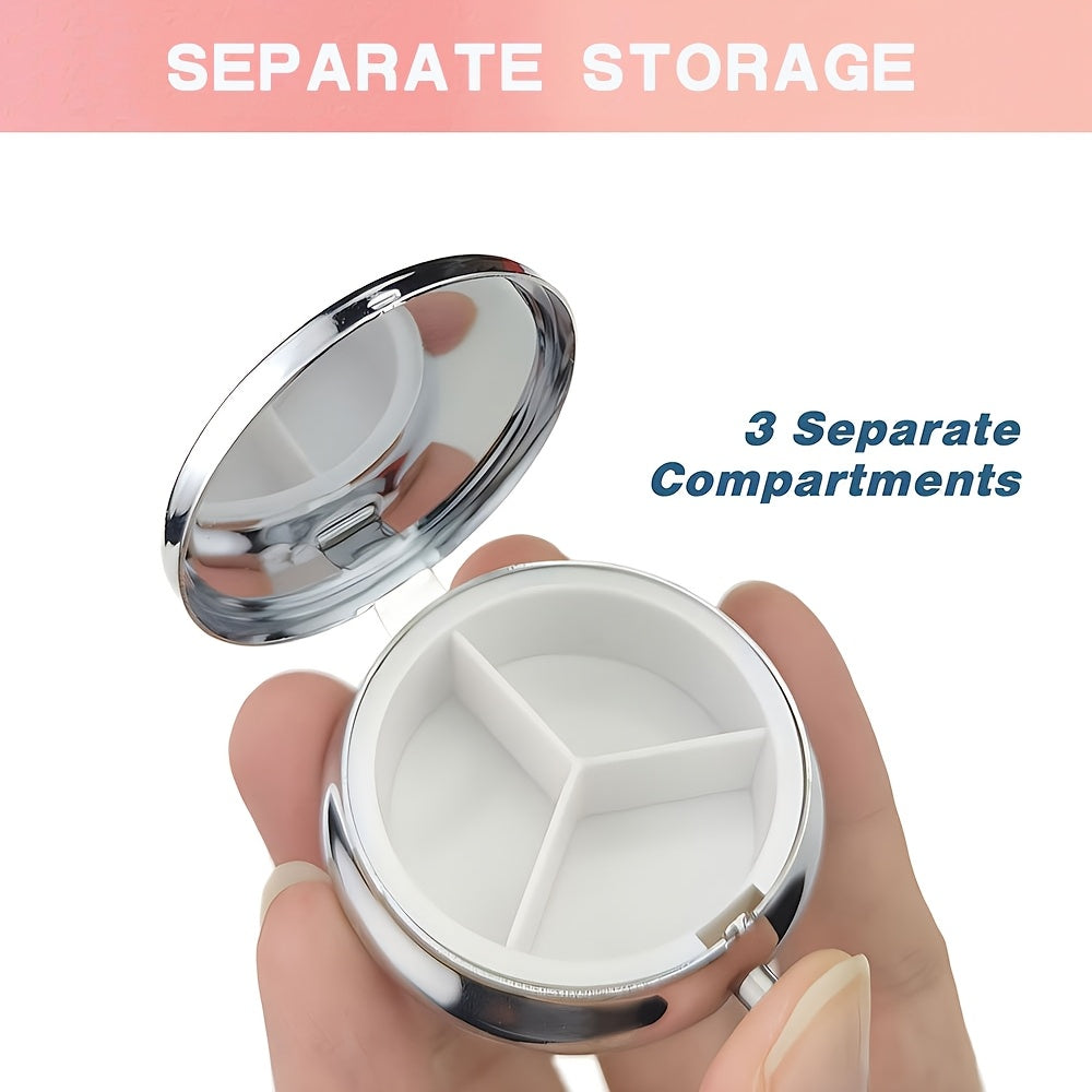 Women's Hummingbird Round Pill Box 3 Compartments Travel Organizer Portable