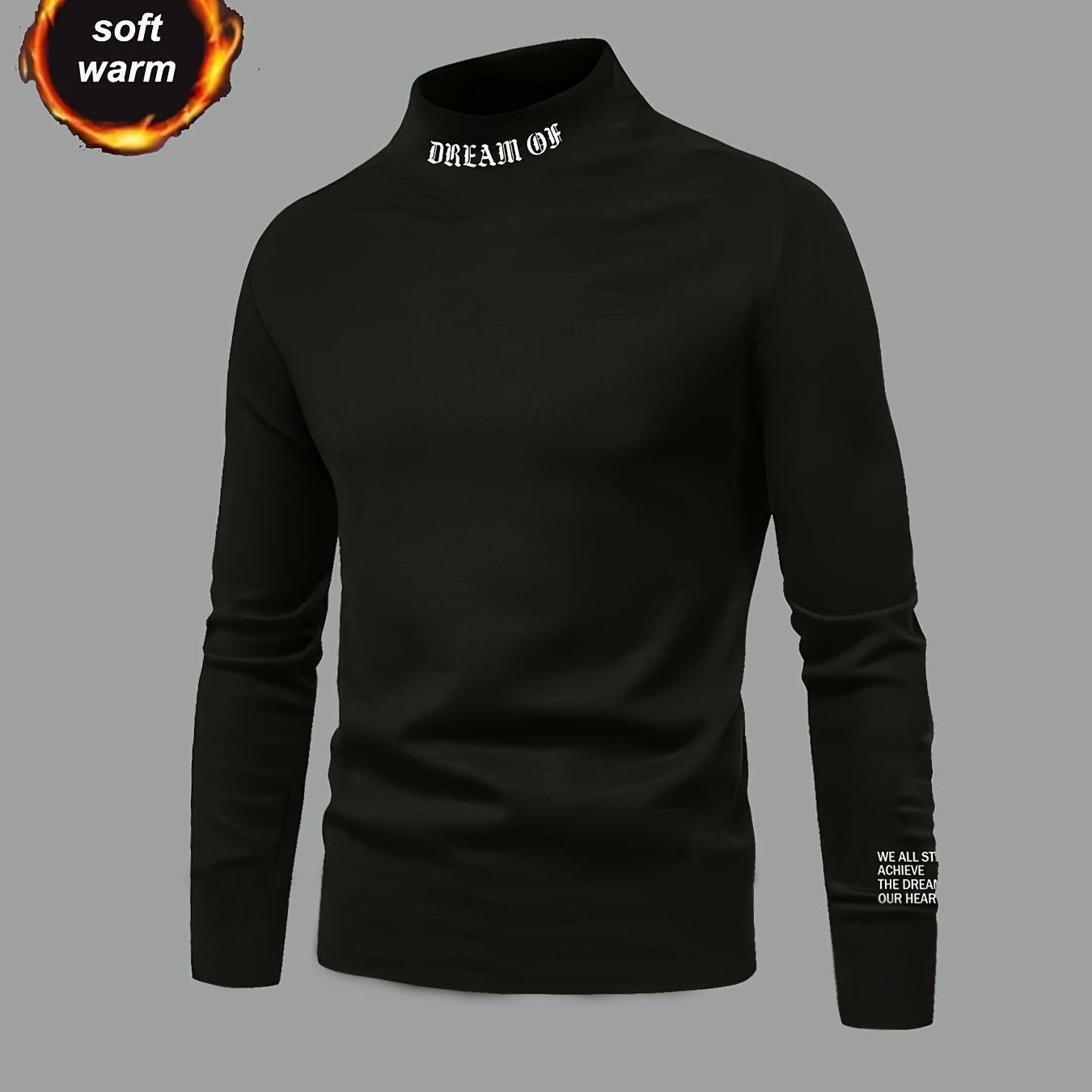 Yoshlar uchun qizil "Katta orzu qil" printli uzun qo'lqopli termal ko'ylak, yuqori bo'yin va cho'ziluvchan to'qima mato bilan. Mashinada yuvish mumkin. Kuz/qish uchun tasodifiy kiyim uchun mukammal.