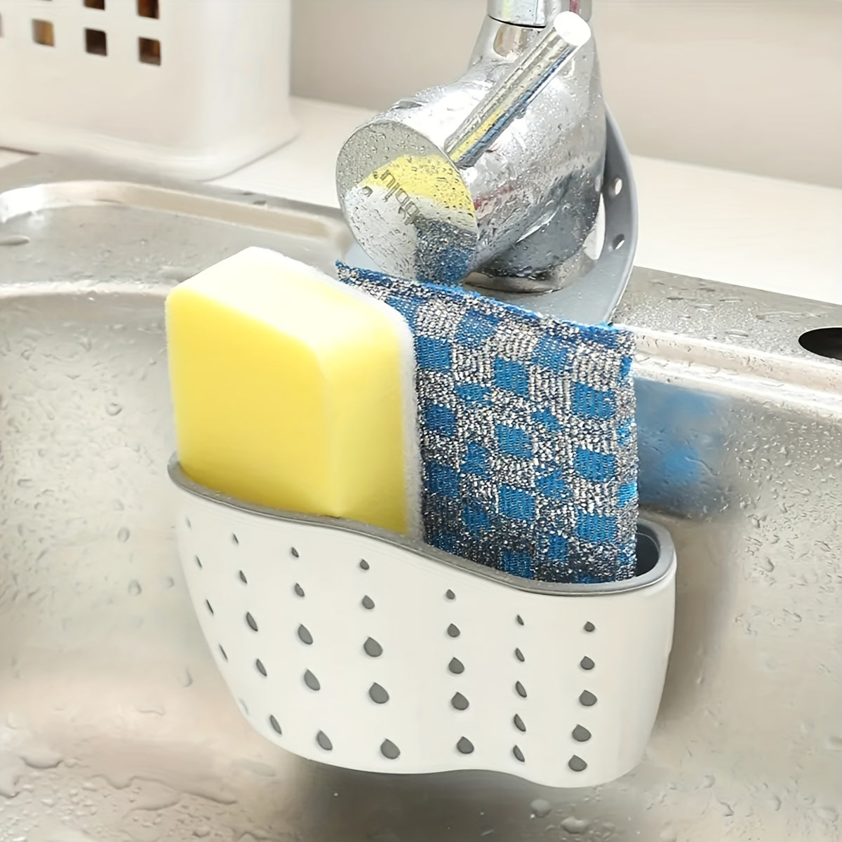 Multifunctional Kitchen Sink Drain Basket Rack Extendable Dish Drying Organizer