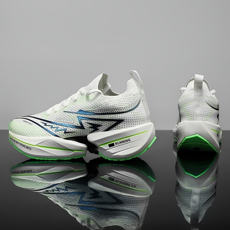 Men's All-Season Breathable Fabric Sneakers with Geometric Letter Print for Casual Running and Skateboarding