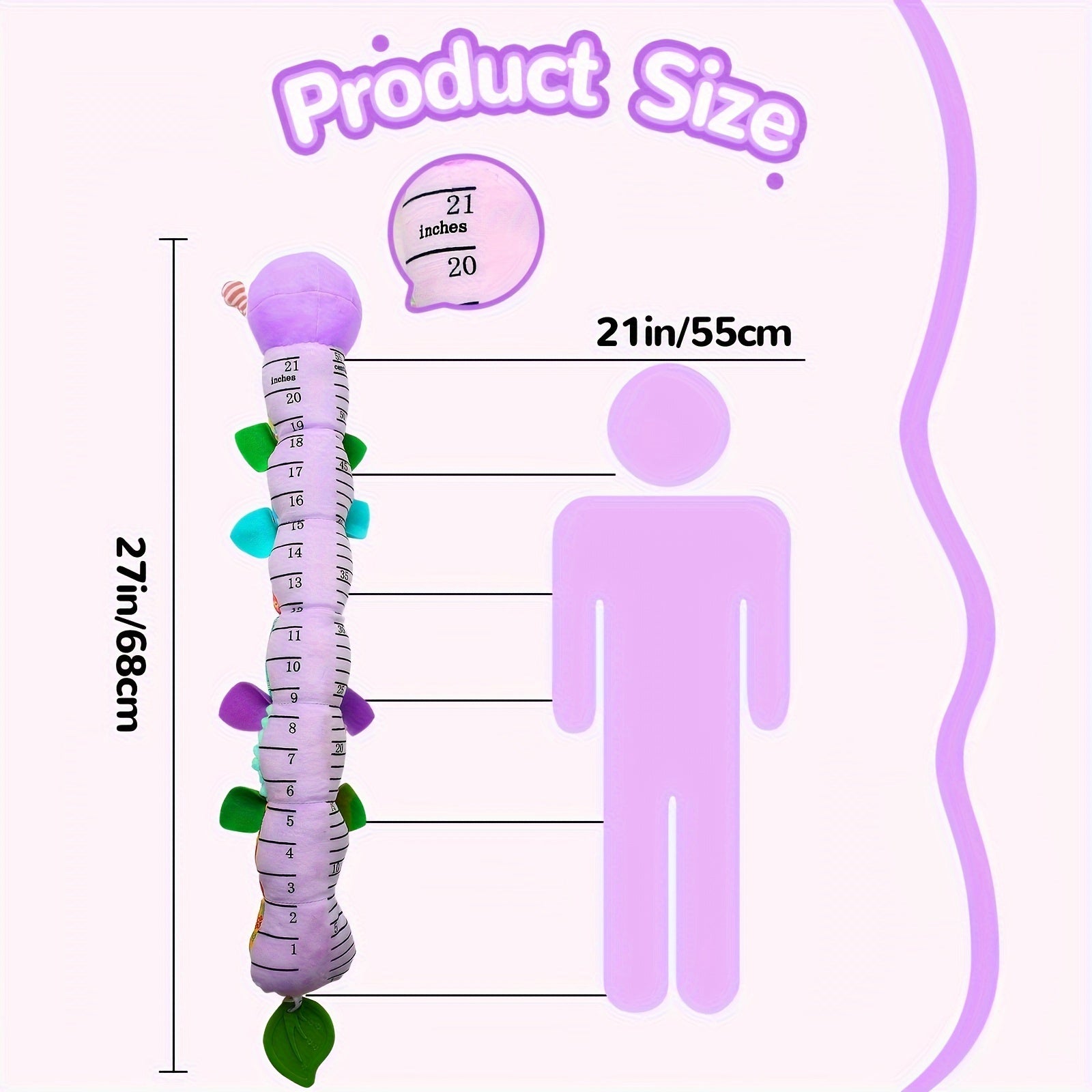 Baby Musical Stuffed Animal Toy for 0-12 Months Purple Caterpillar Crinkle Rattle Tummy Time