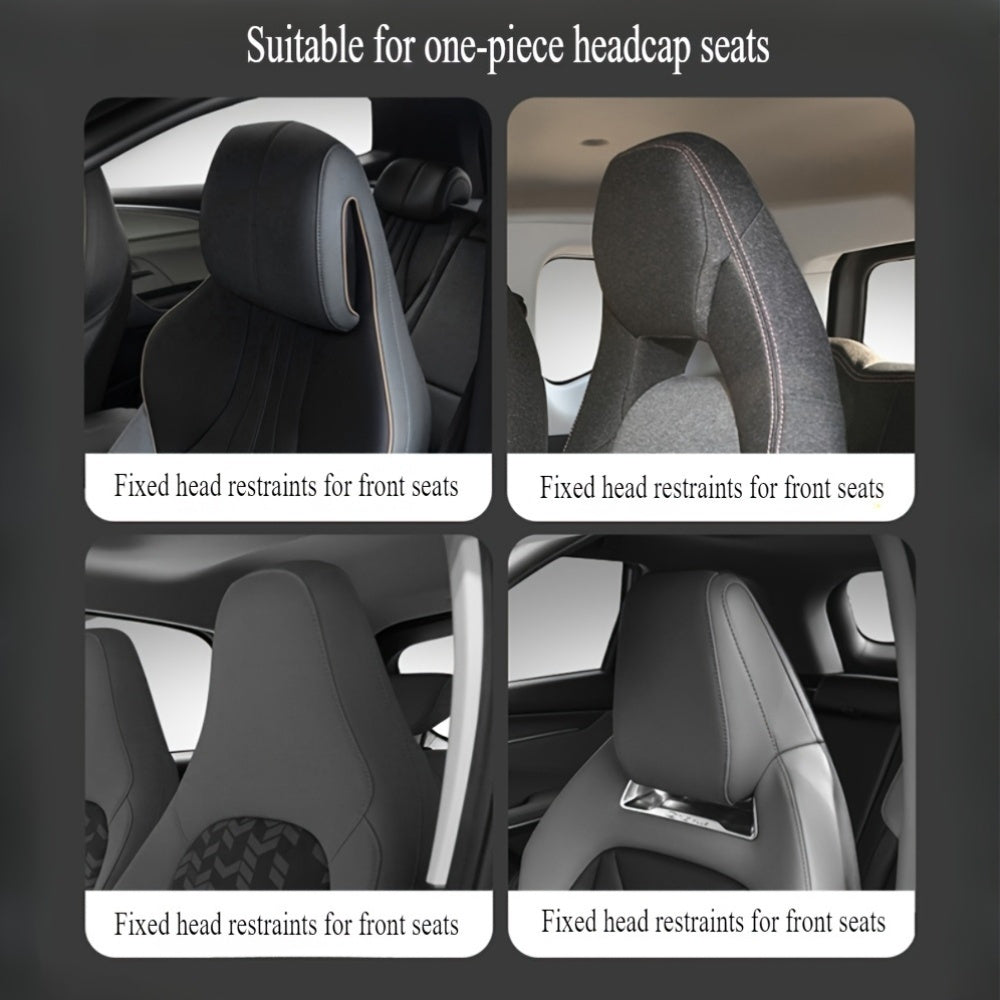 Juego de fundas para reposacabezas transpirable de cobertura completa en azul-gris para cojín de asiento de coche