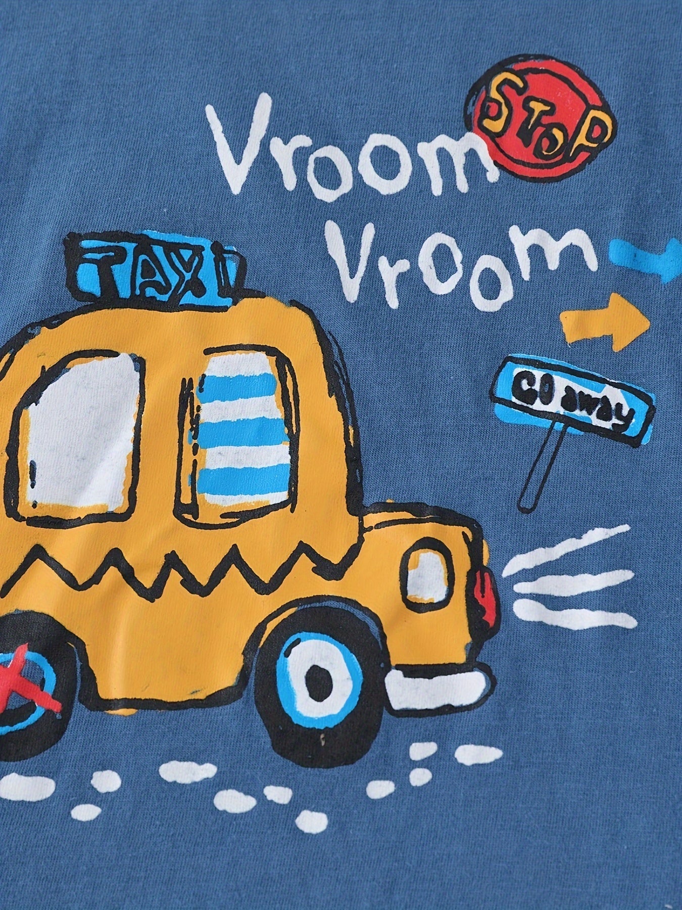 Kids' Cotton Taxi Print T-Shirt and Shorts Set for Summer Casual Wear