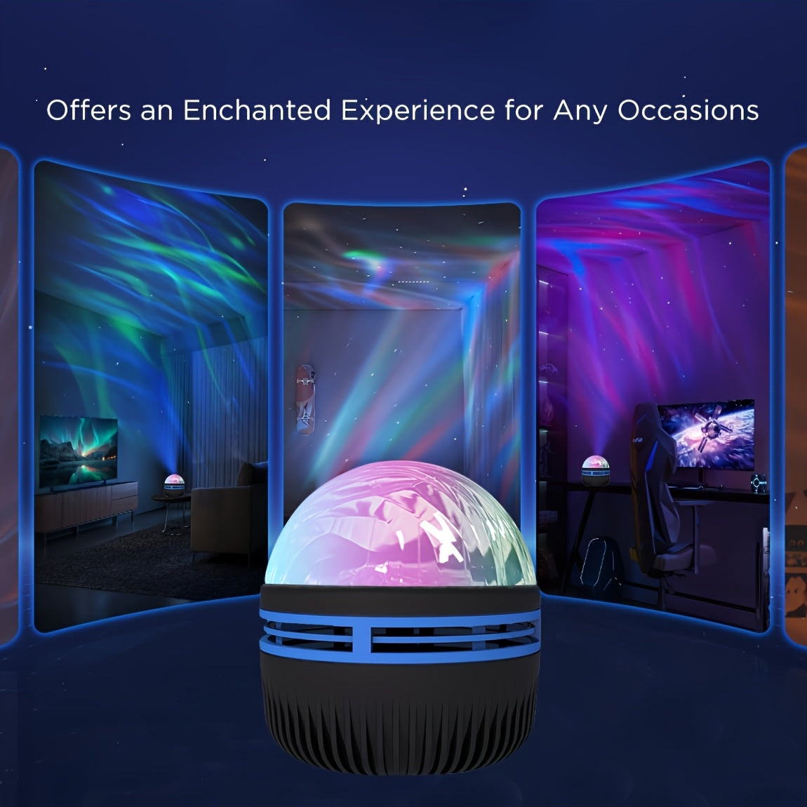 Northern Lights Projection Night Light Black Plastic Bedroom Decor for Ages 14+