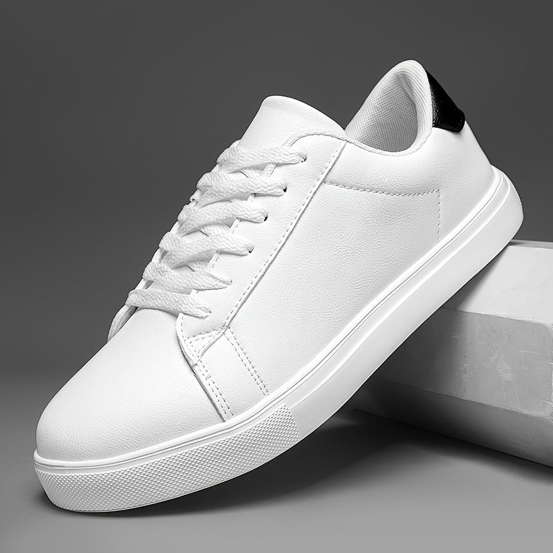 Men's White Lace-Up Sneakers with MD Sole and EVA Insole for Casual and Running