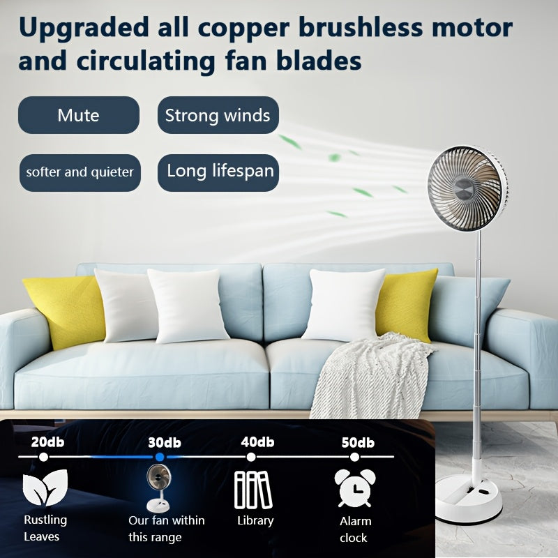 Portable Aluminum Alloy Fan with Remote Control Silent Rechargeable Battery USB and Battery Powered Indoor Outdoor Cooling Telescopic Design