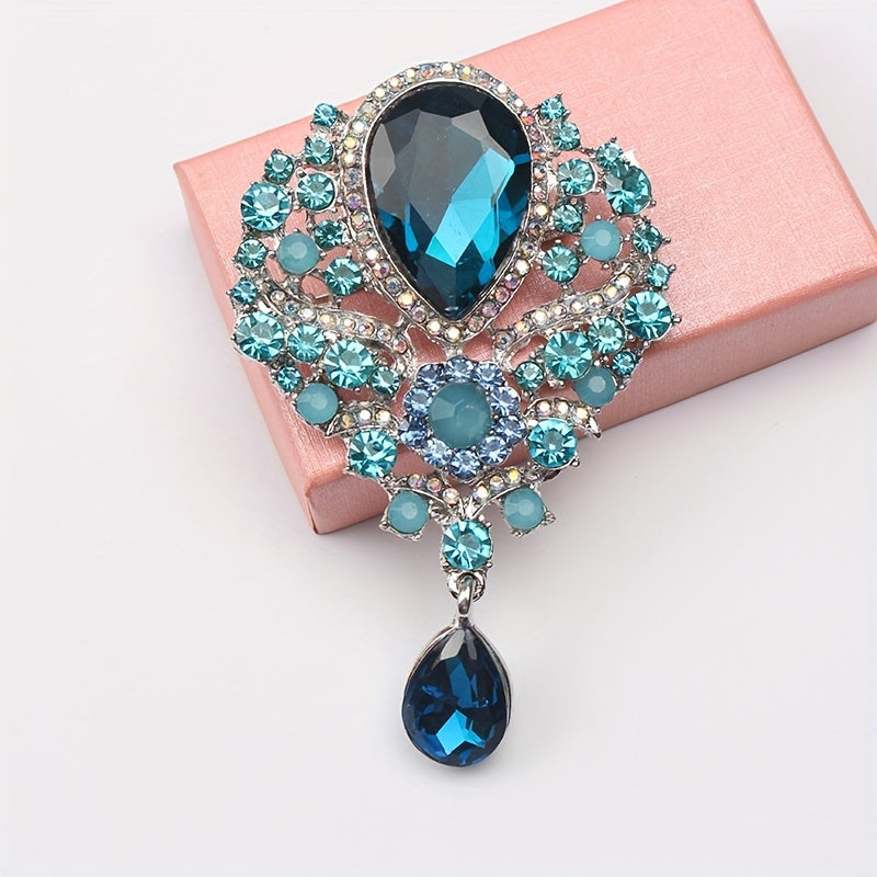 Vintage Crystal Glass Brooch Large Irregular Design Rhinestone Embellishments for Dresses and Sweaters