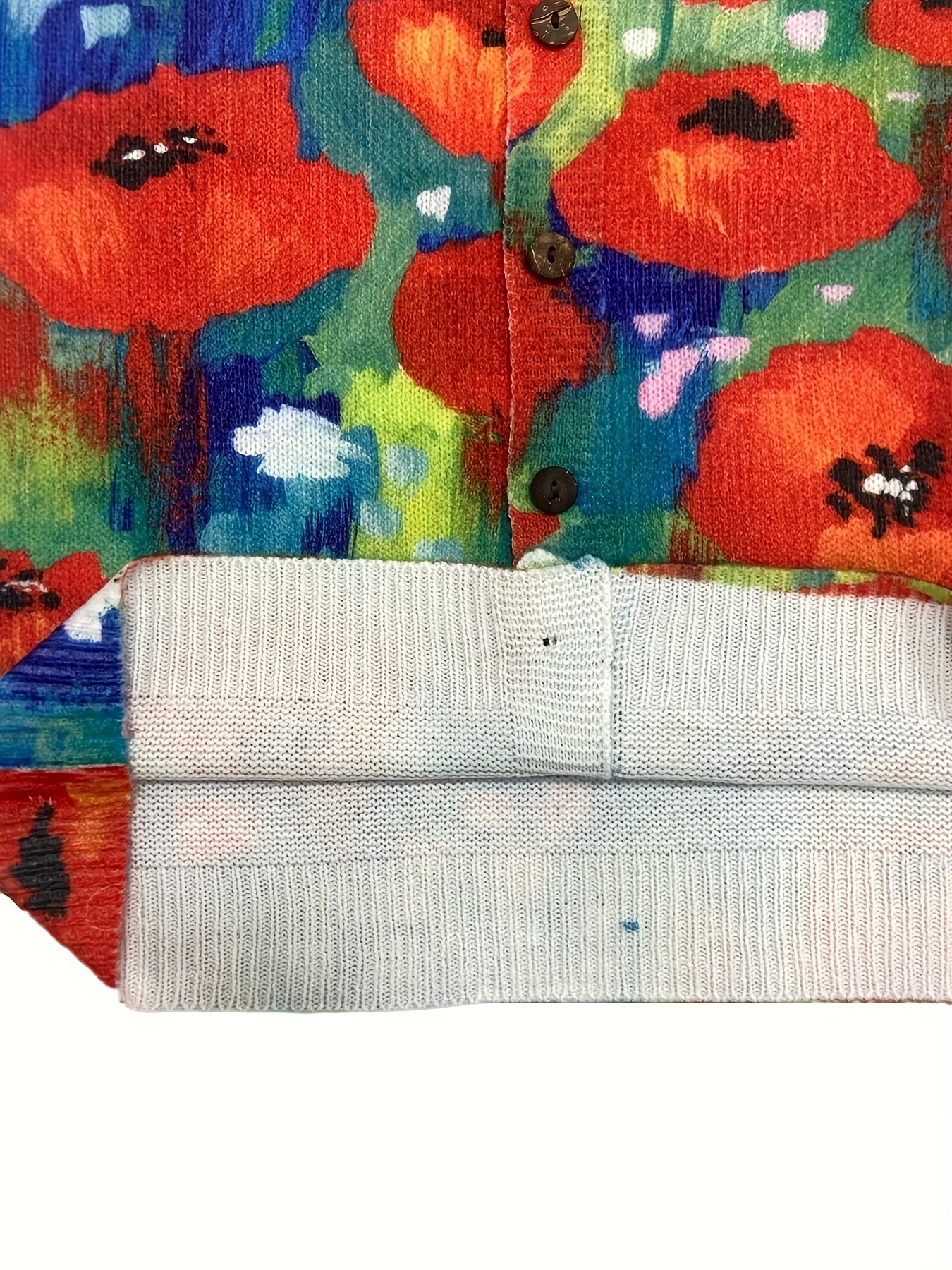 Women’s Plus Size Floral Print Cardigan Long Sleeve Red Poppy Winter Wear