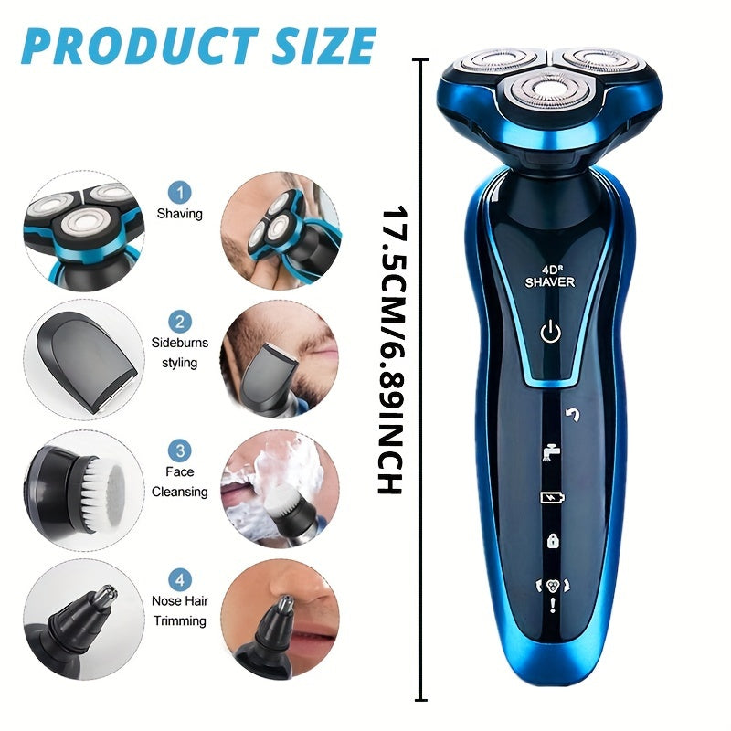 Portable USB Rechargeable Electric Shaver with Floating Head for Face and Nose Hair Trimming