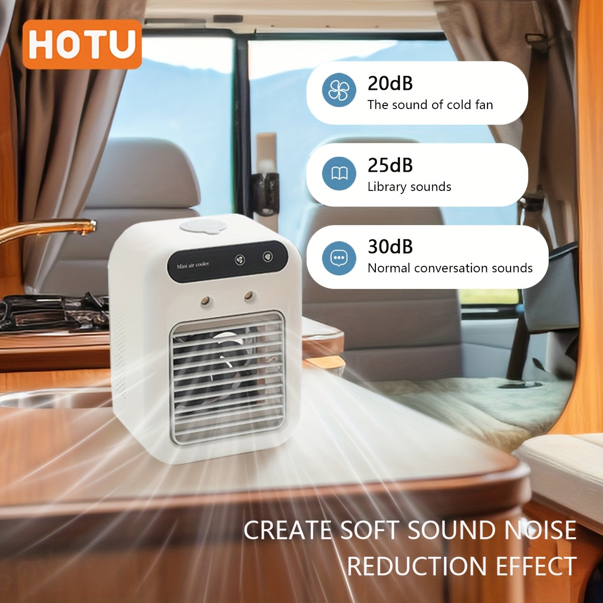 Portable USB Rechargeable Air Conditioner Humidifier for Home Office RV 3-Speed