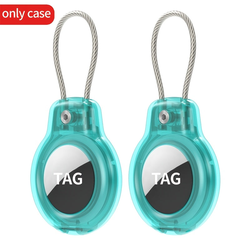 2 piezas de fundas protectoras de acero inoxidable para AirTag, llavero antirrobo, etiqueta de equipaje