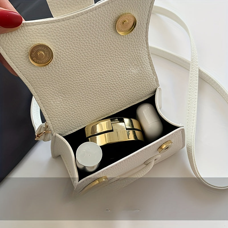 Girls Mini Crossbody Bag in PU Leather with Top Handle for Daily Use in Black or Pink