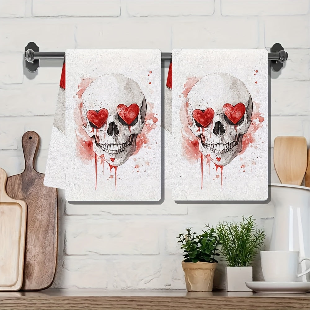 2 Ultra Soft Kitchen Towels Love Language Is Sarcasm Skull 40x60cm Absorbent