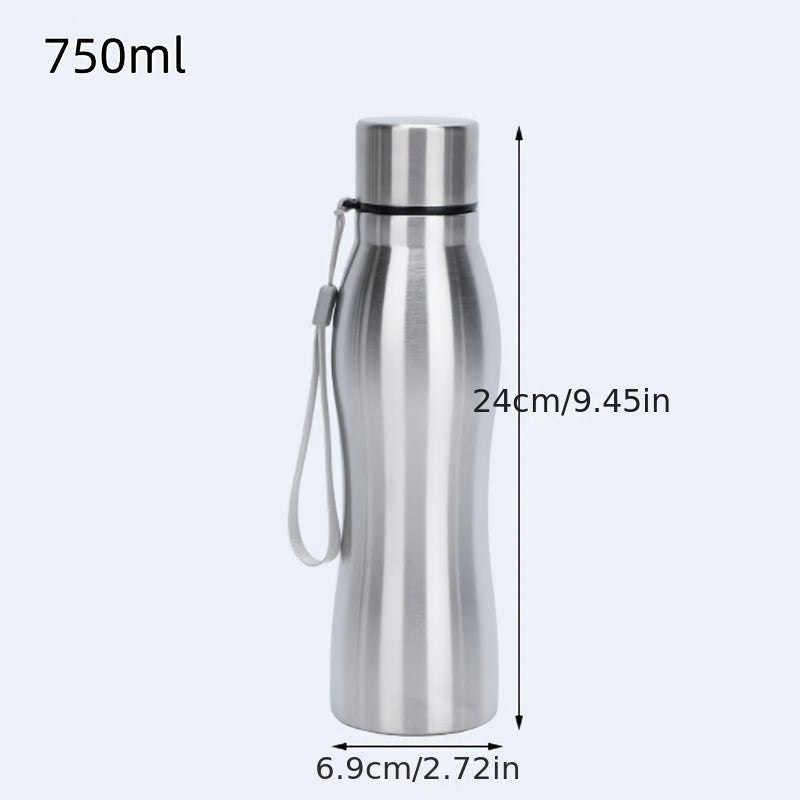 Large Stainless Steel Water Bottle with Leakproof Lid and Wrist Strap