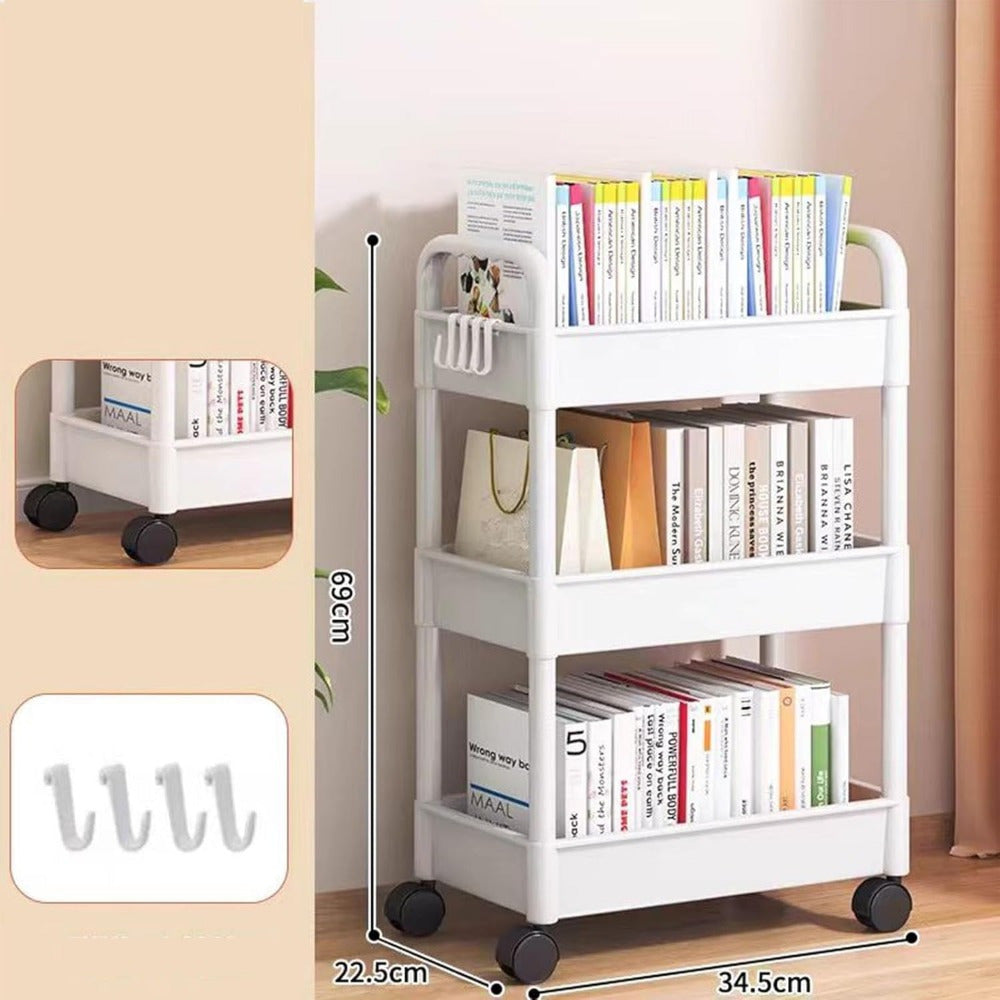 Carro de almacenamiento multifuncional con ruedas y estantes