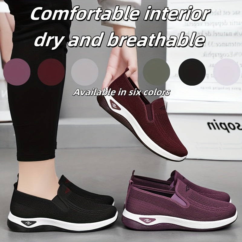 Women's Slip-On Sneakers Low Cut Comfort Walking Shoes Breathable Cushioned