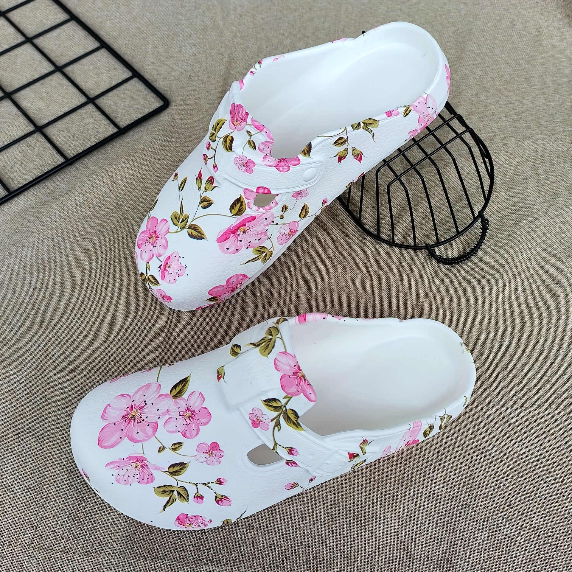 Women's Lightweight Casual Slip-On Loafers with Floral Print EVA Shoe