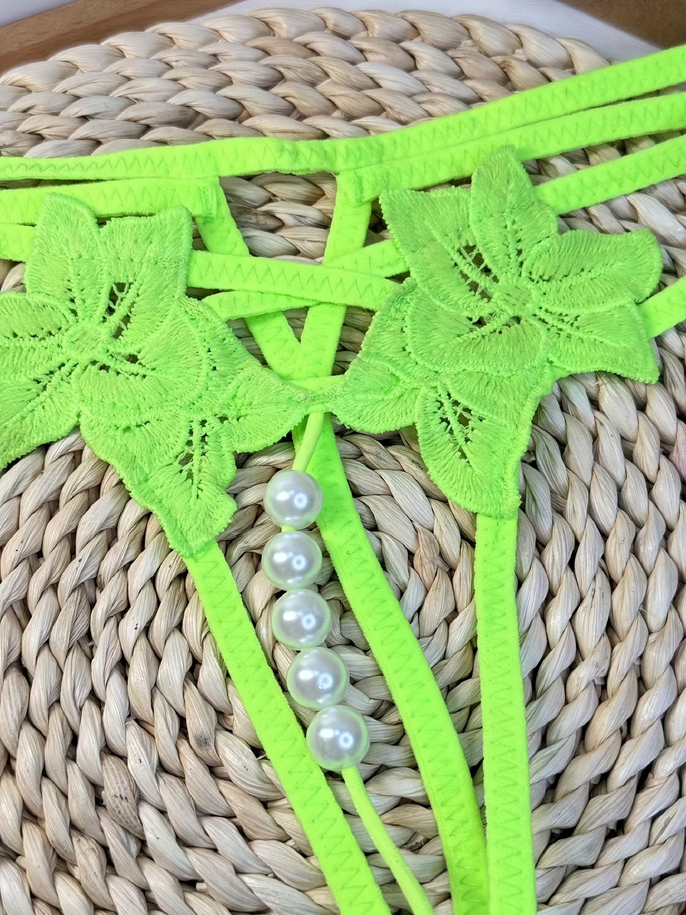 Women's Pearl Open Crotch Thong Lingerie