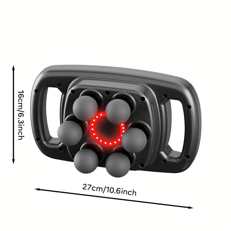 1 dona Professional 6-boshli zarba massaj quroli, LCD displey bilan, USB orqali zaryadlanadigan, 9 ta intensivlik darajalari, jim ishlash - To'liq tana massaji uchun mos.