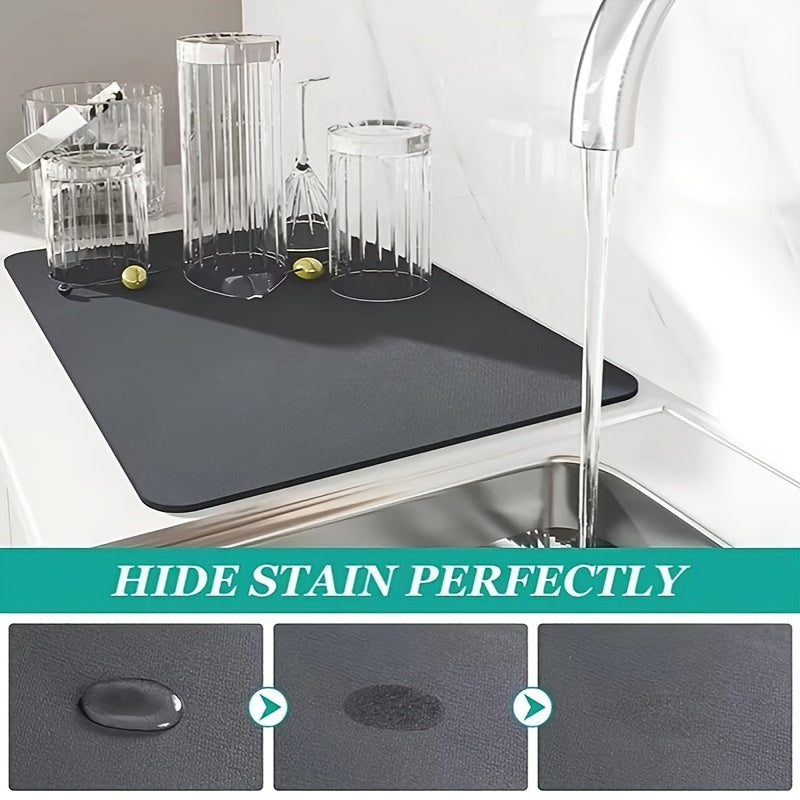 Diatom Mud Dish Drying Mat Set Marble Design Absorbent Stain Resistant for Coffee Machines