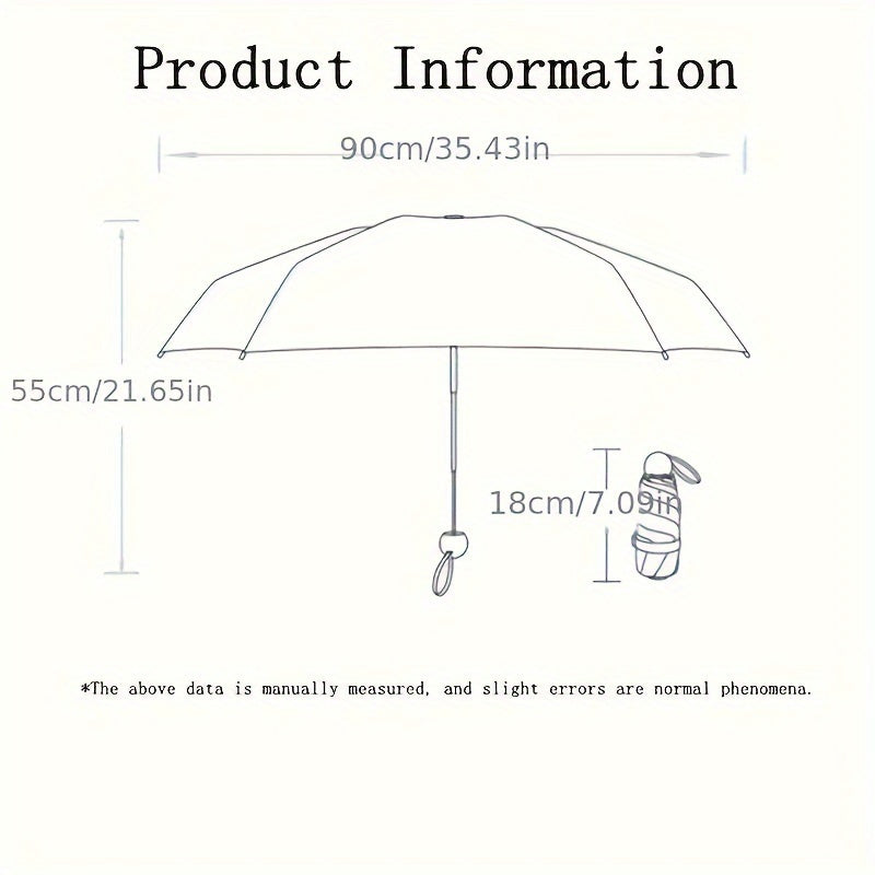 Unisex Foldable 6-Bone Pongee Umbrella Lightweight Durable Casual