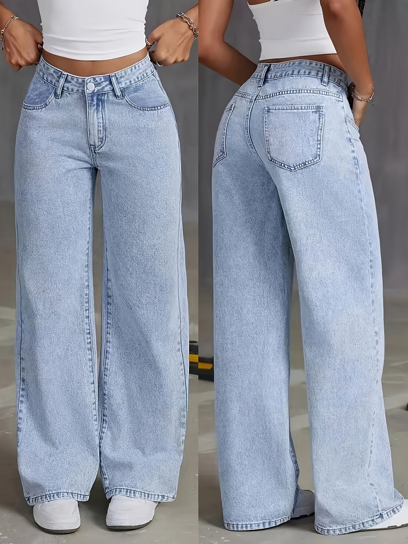 Women's Slim Straight Jeans Snowflake Wash High Stretch All-Season Denim