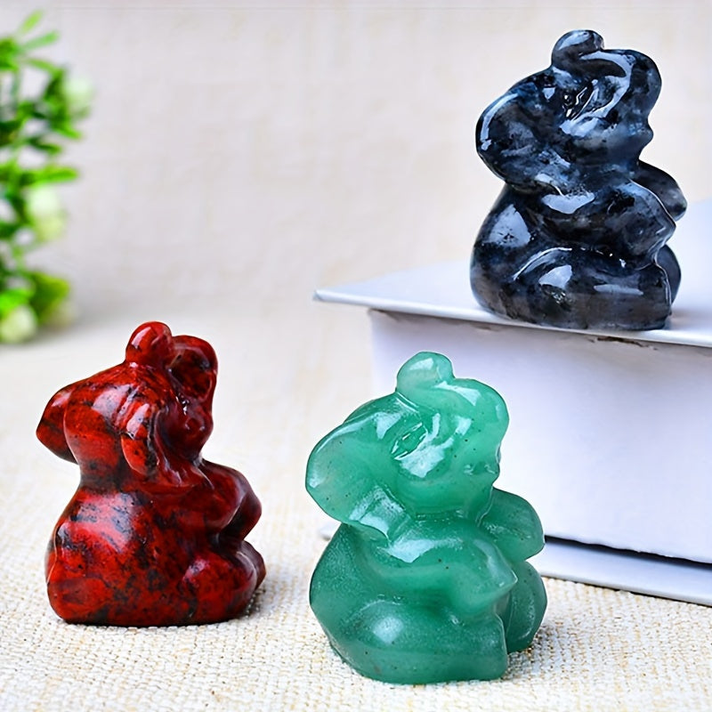 Quartz Crystal Elephant Figurine Decorative Desk Ornament Gift for Elephant Lovers