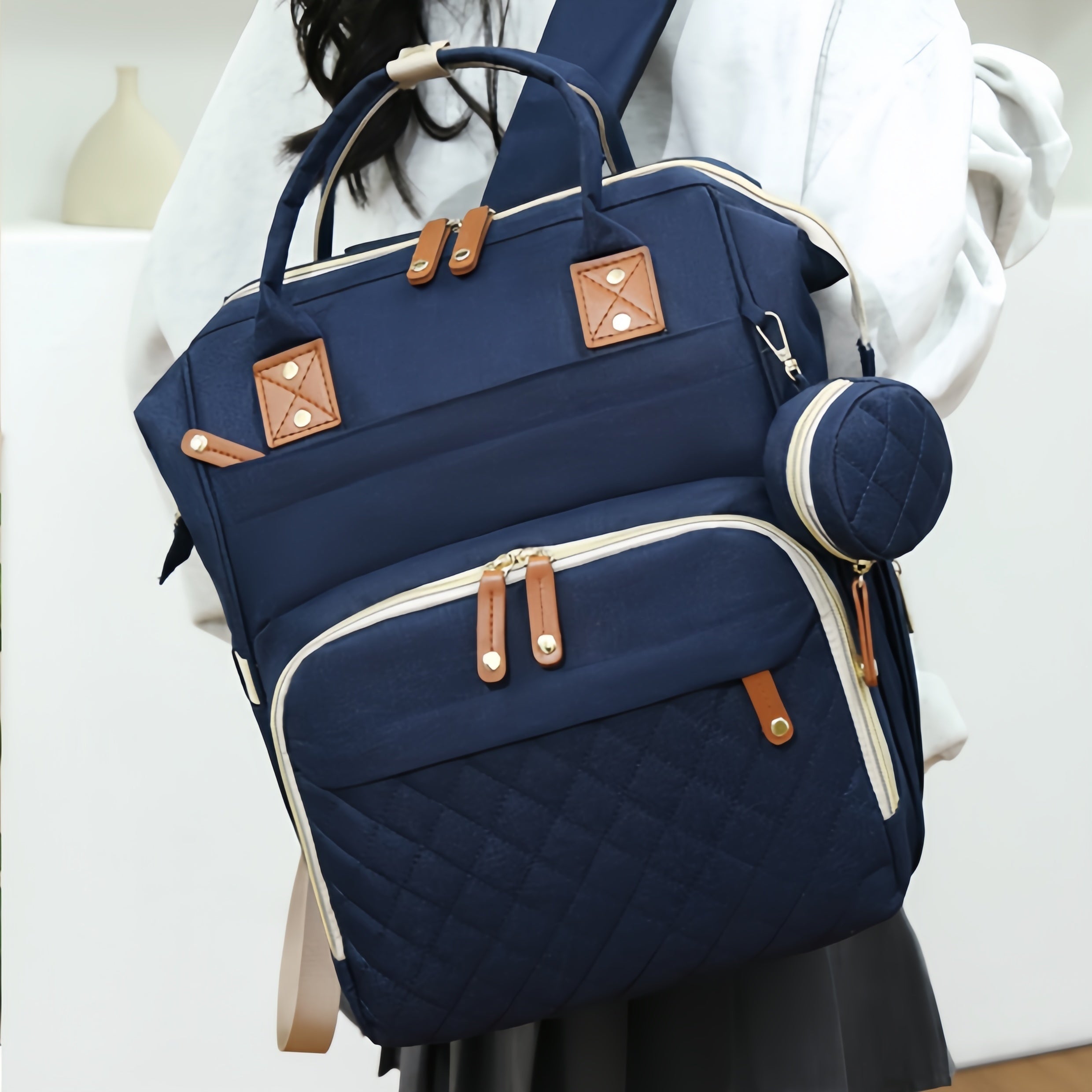 Diaper Backpack with USB Charging Port for New Parents Large Baby Bag with Multiple Compartments