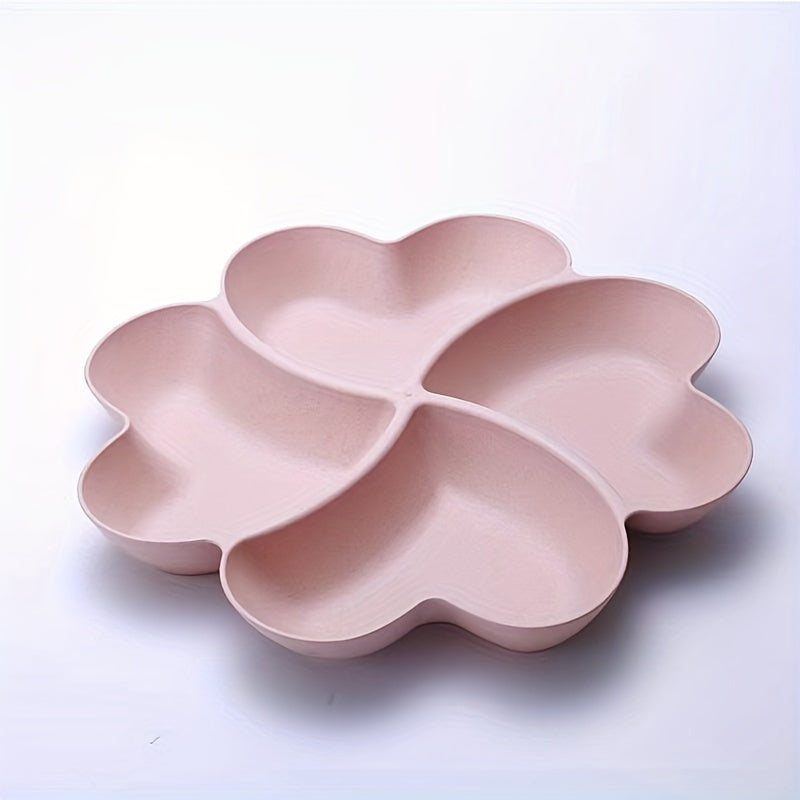 Candy Server with 4 Compartments Heart-Shaped Fruit Tray Clover Snack Tray Small Fruit Basket