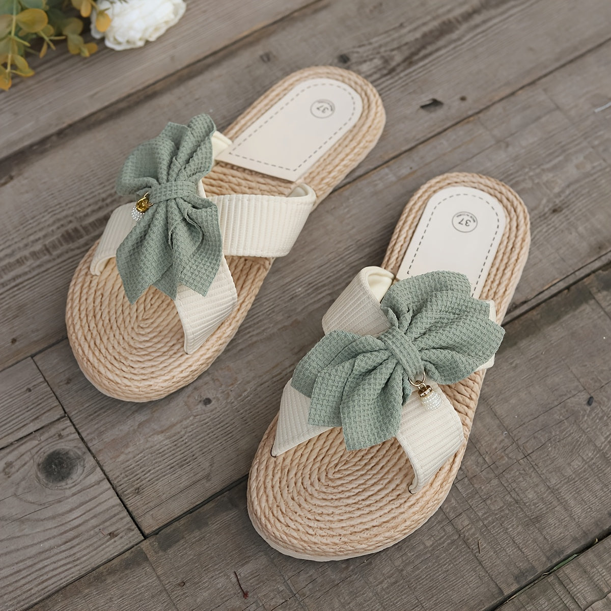 Women's Linen Slides Open-Toe Summer Casual Slip-On Shoes