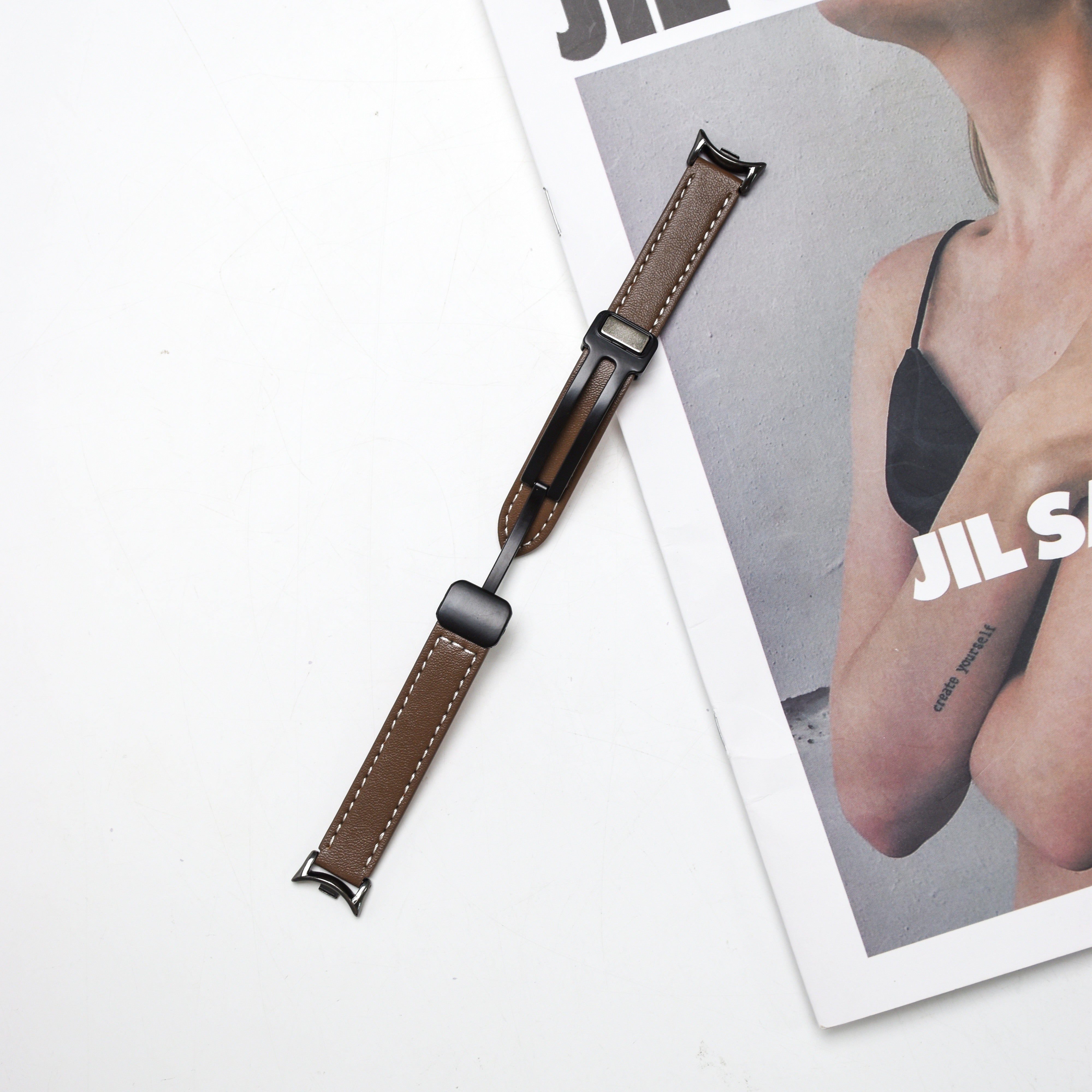 Magnetic Watch Strap for Xiaomi 9/8 Synthetic Leather Stainless Steel Buckle