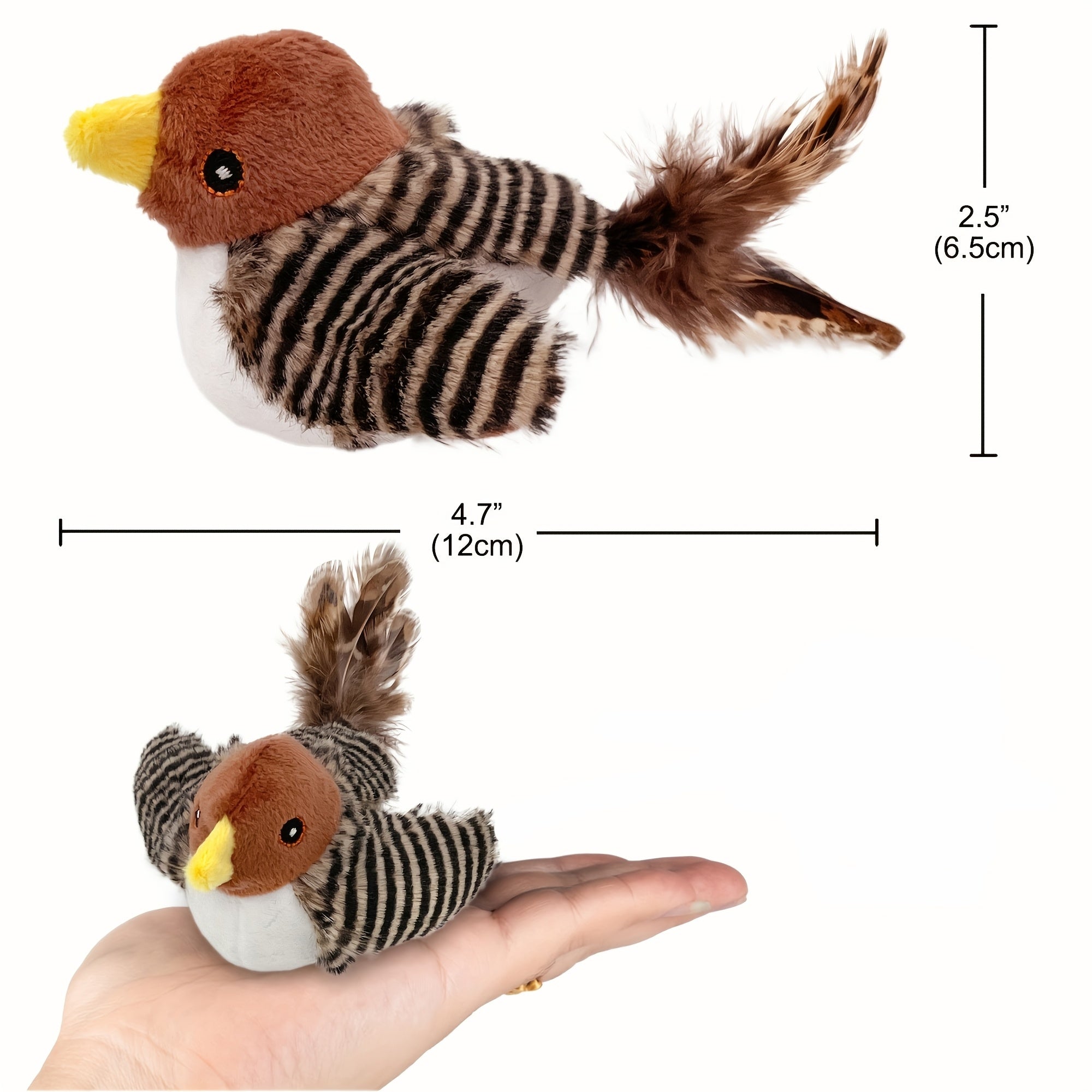 Fabric Bird-Shaped Pet Toy for Cats with Animal Print and Interactive Sound