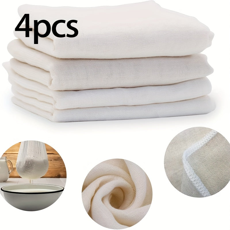 Set of 4 High-Quality Unbleached Fabric Mesh Filtering Cloths for Cooking and Baking