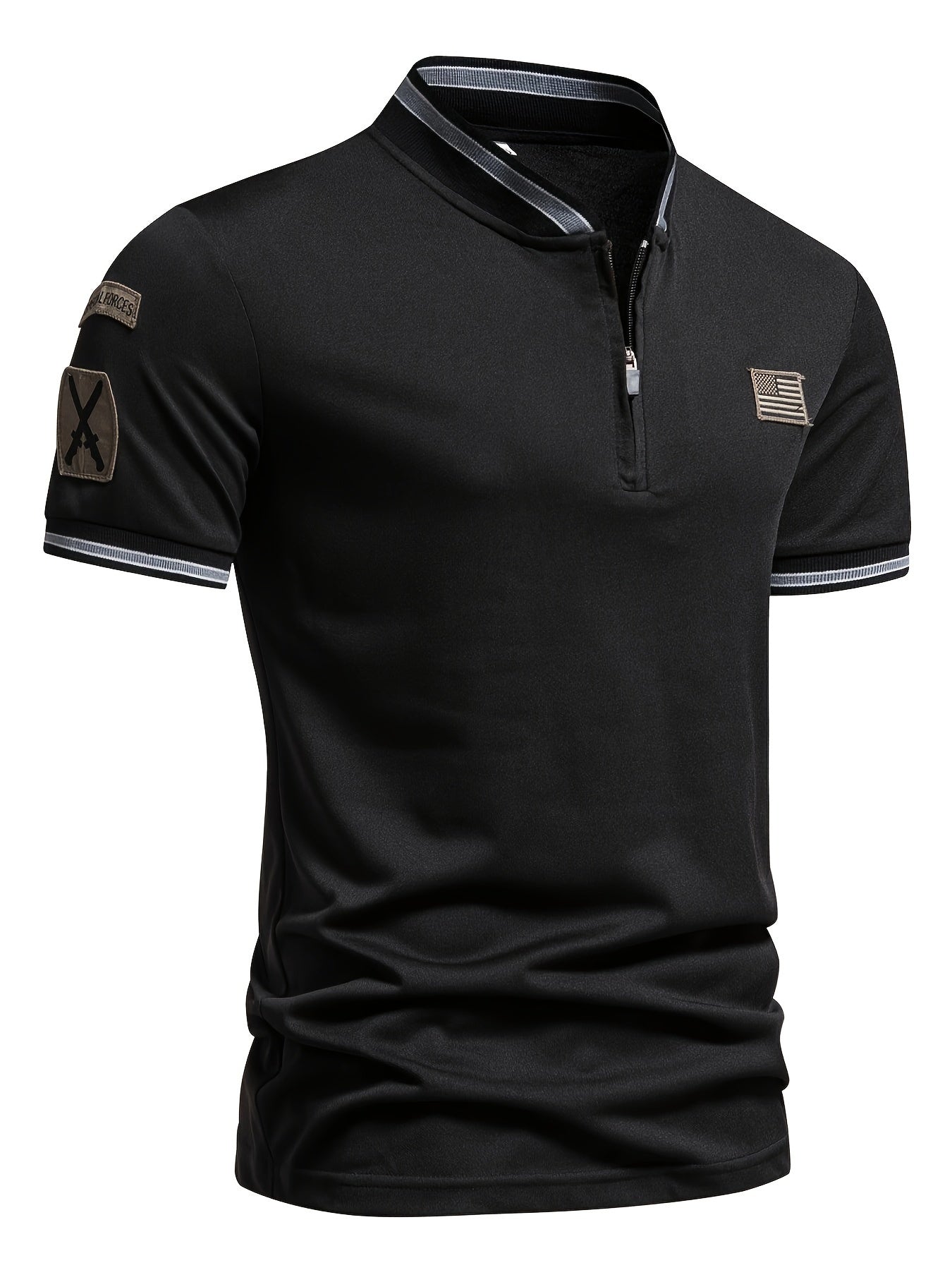 Men's Breathable Zipper Shirt with Geometric Pattern for Casual Outdoor Activities