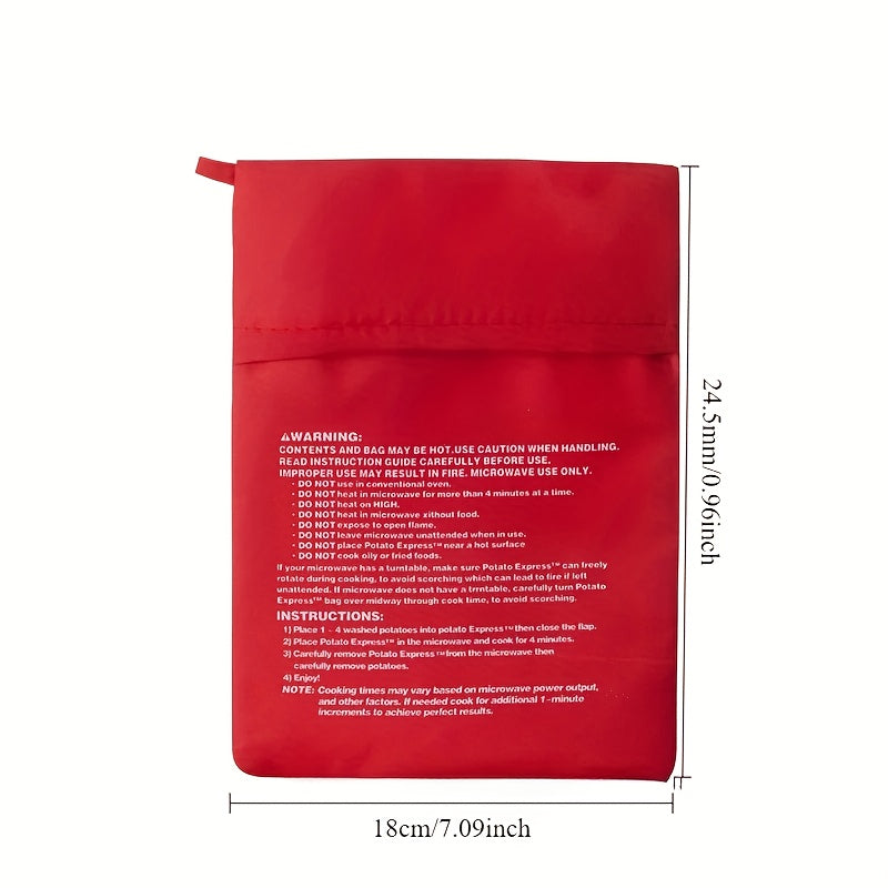 Microwave Potato Cooker Bag 1pc for fast easy baking of potatoes red polyester