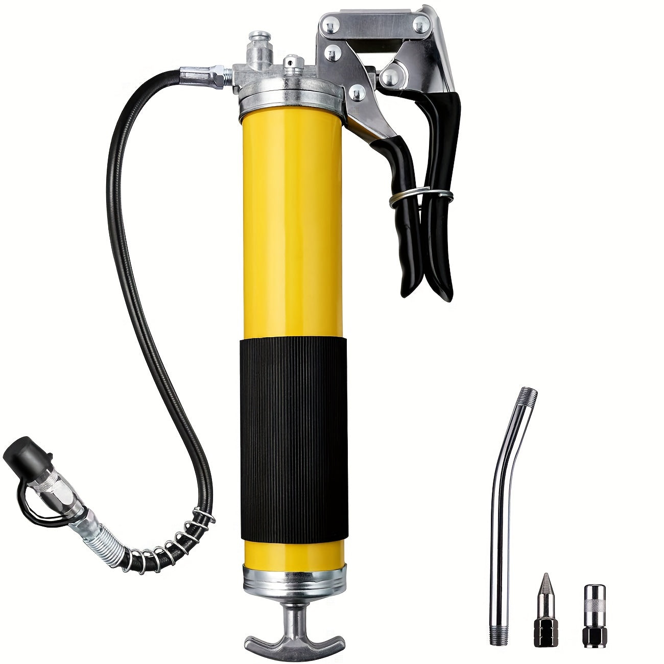 8000 PSI Pistol Grip Oil Gun Kit 14 oz yuk bilan, 45.72 sm shlang, 2 ulanish, 2 kengaytma quvurlari va 1 o'tkir nozzle bilan.