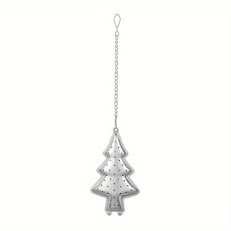 Stainless Steel Christmas Tree Tea Infuser with Chain, Durable Mesh Strainer for Loose Leaf Tea