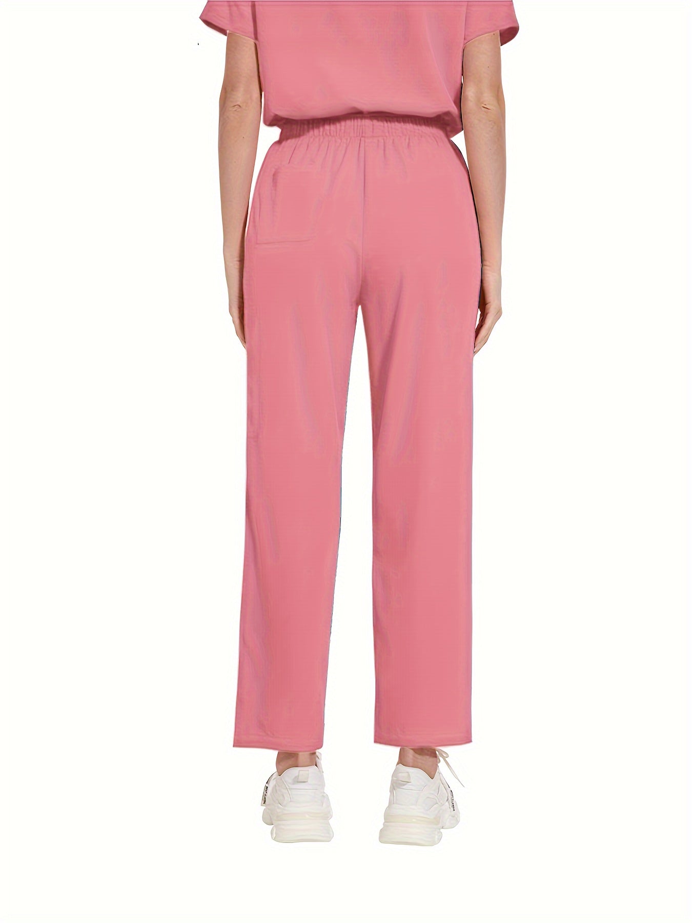 Polyester Spandex Scrubs Set with V-Neck Shirt and Straight-Leg Pants for Nurses and Surgeons