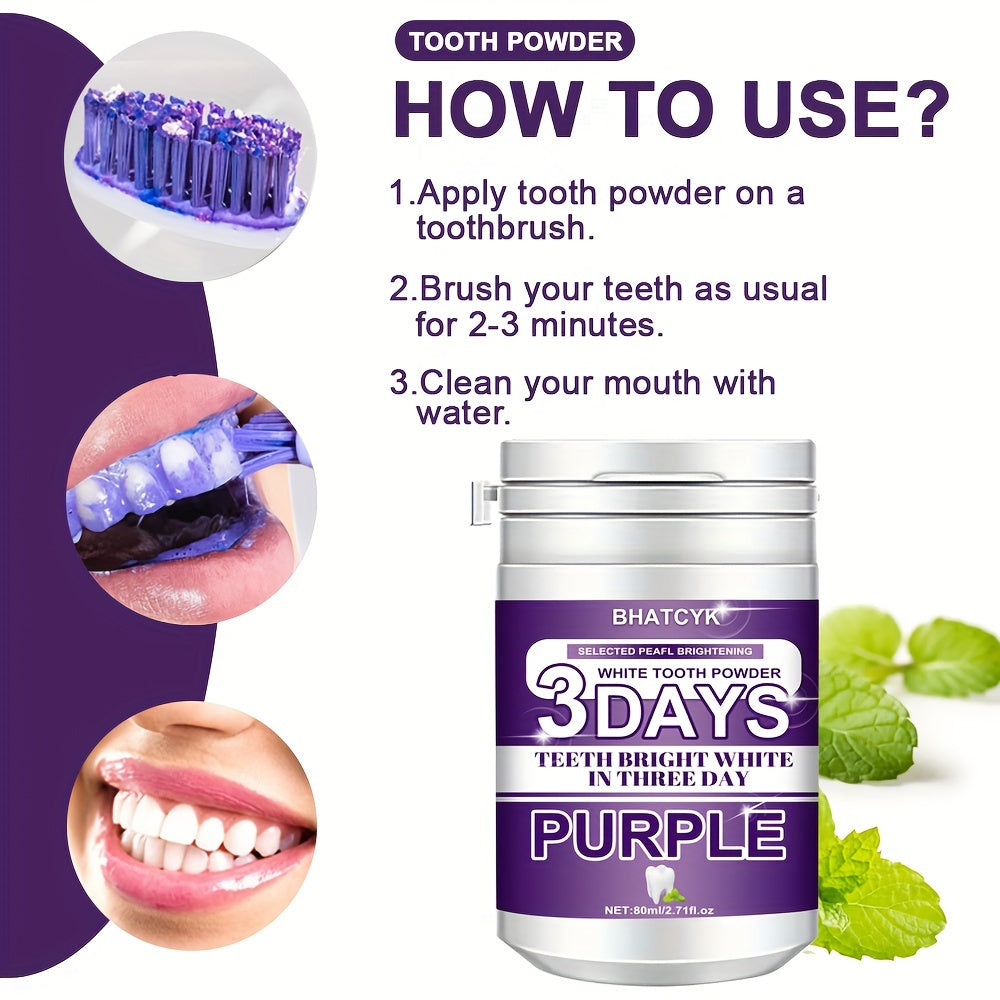 Purple Teeth Cleaning Powder for Daily Oral Care, Deep Polishing Tooth Powder