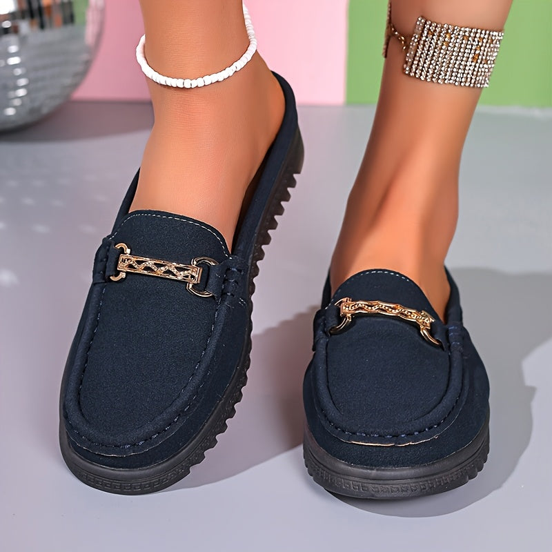 Women's Slip-On Loafers PU Cover Upper TPR Sole Casual Flats Black Brown Light Brown