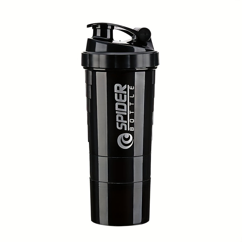 16oz Sports Water Bottle with Non-Slip Three-Layer Design and Leak-Proof Shake Mixer